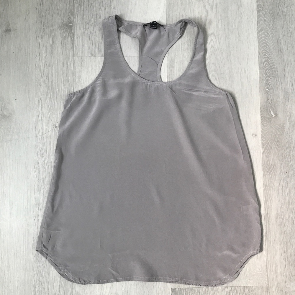 ACROBAT 100% SILK TANK TOP RACERBACK SCOOPED NECK WOMENS SMALL